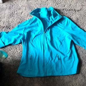 Teal color zip up 3/4 sleeves